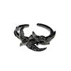 Dark Raven Punk Personality Open Ring Raven Zircon Accessories Niche Premium Trendy Cool Index Finger Ring