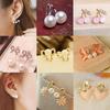Korean Butterfly & Bowknot Cat's Eye Earrings with Pearl Studs