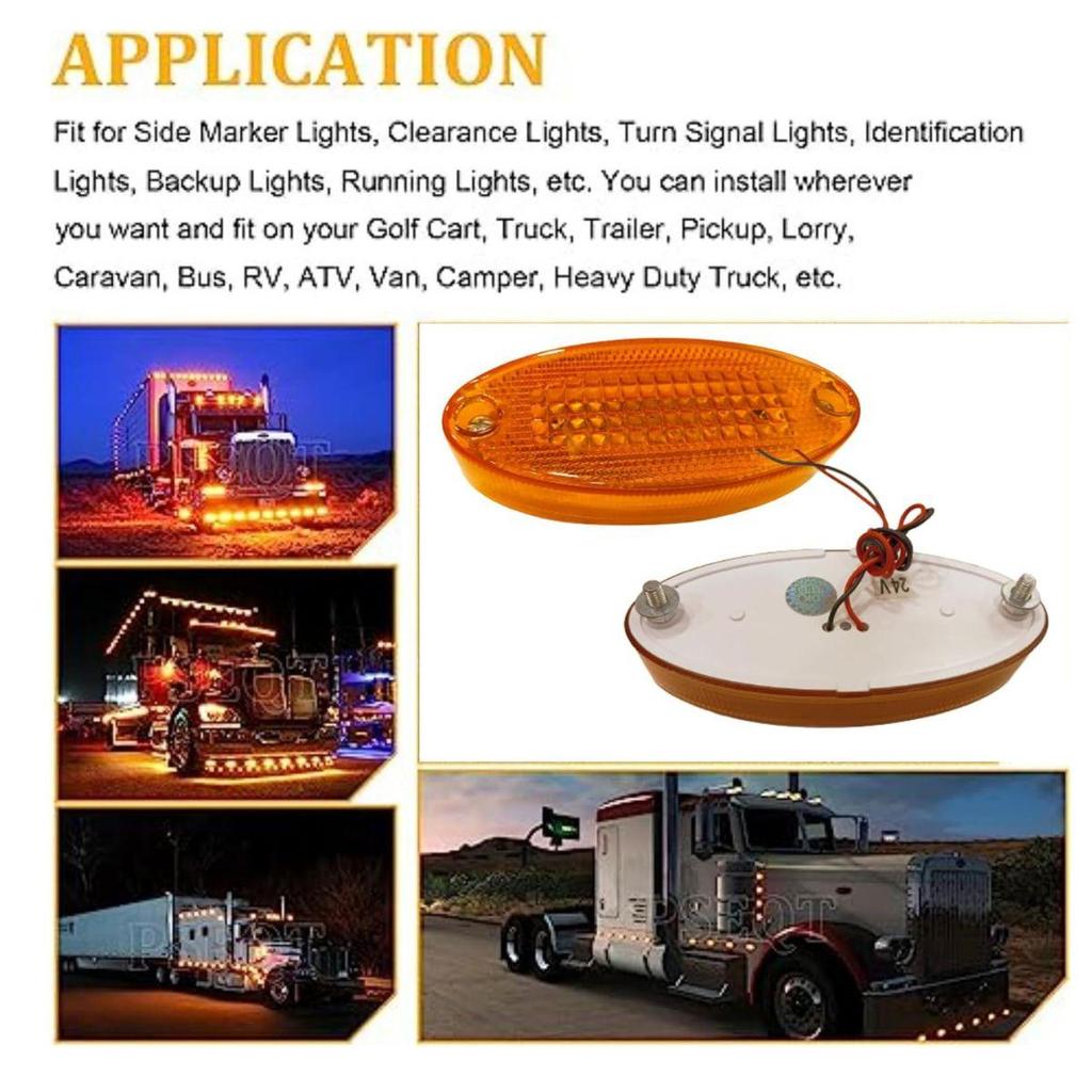 2PCS LED Marker Lights Trailer 24V Waterproof Amber Chicken Lights Cargo Side Marker Clearance Lights – Universal Fit