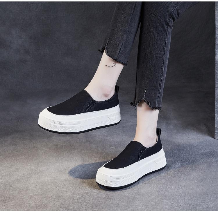 Pantofi Casual din Piele Naturală Femei Mocasini cu Talpă Moale din Piele Femei Modă Versatil Casual Pantofi de Damă Pantofi cu Platformă Retro