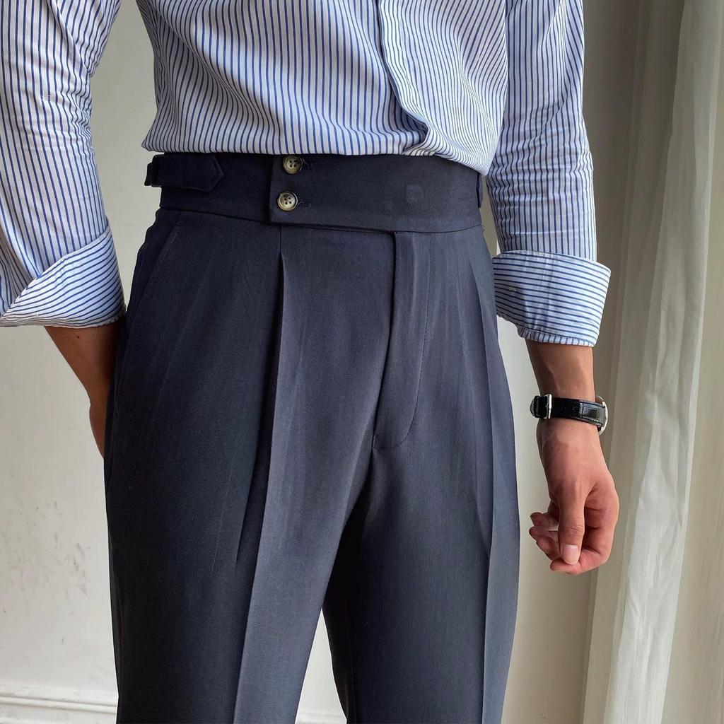 Men's British-Style Wrinkle-Resistant Dress Pants - Casual, Versatile, and Stylish French Suit Trousers