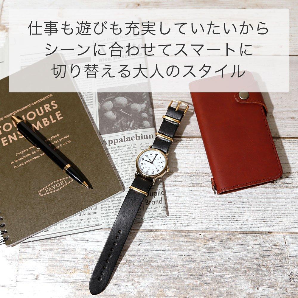 Watch Band Genuine Leather Strap 20mm Watch Strap Silver Tochigi Leather Made in Japan a66178747 Black [Mobile Plus]