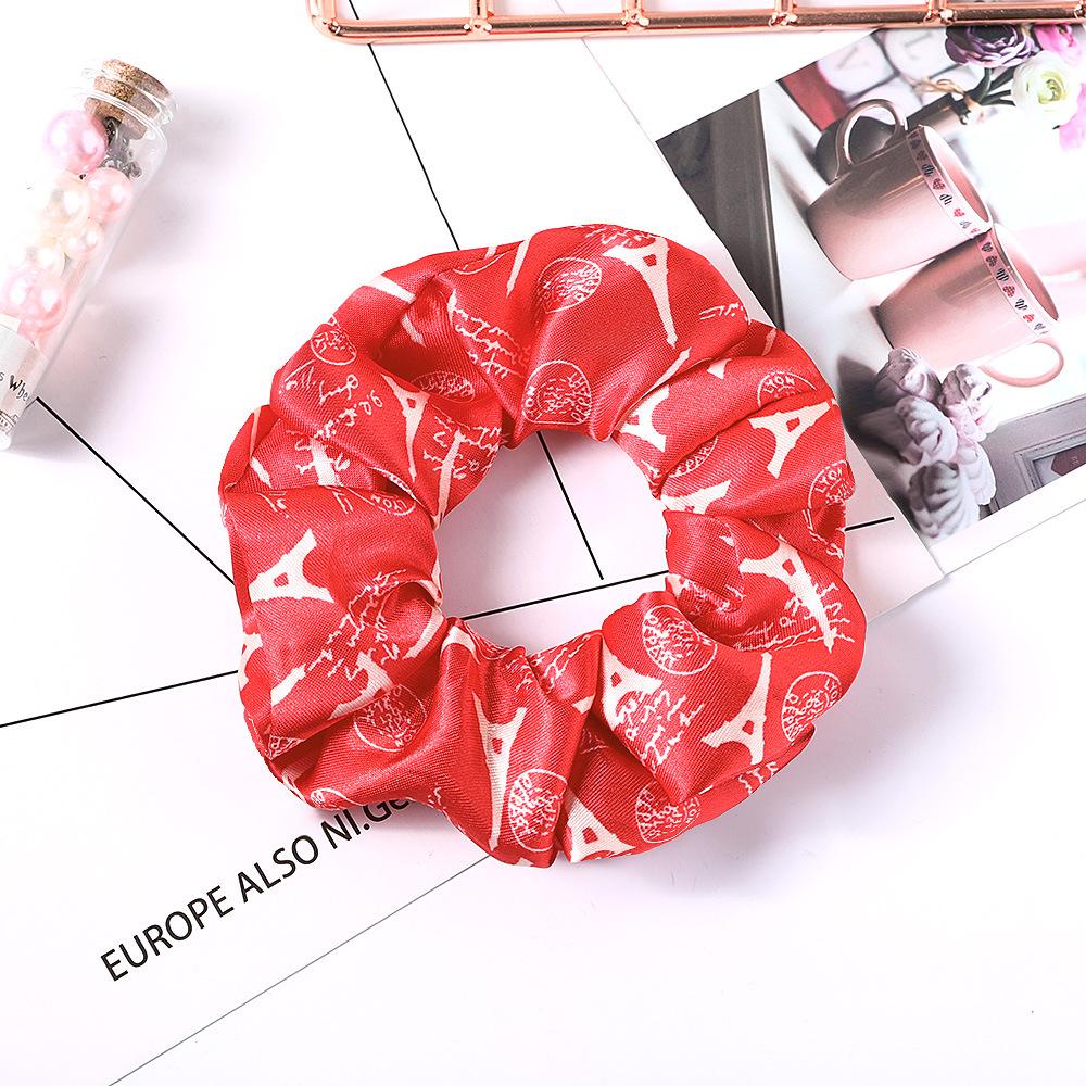 New Satin Printed Flower Floral Scrunchie Women Girls Elastic Hair Rubber Bands Accessories Tie Hair Ring Rope Holder Headdress