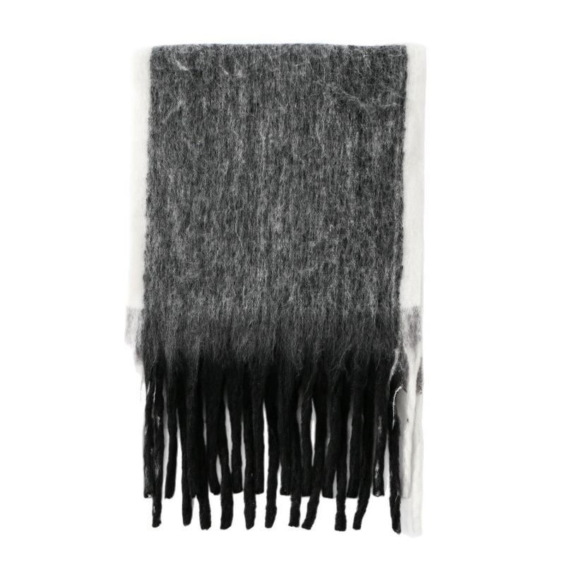 Gradual Change Splicing Women Autumn and Winter Thickened Warm New Imitation Cashmere Fringed Scarf Versatile Fashion Cold Scarf