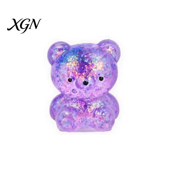 Mini Stress Toy Glitter Bear Squeeze Relief Clear Sugar Office Desk Ball Sensory Soft Slow Rising Decompression Fidget