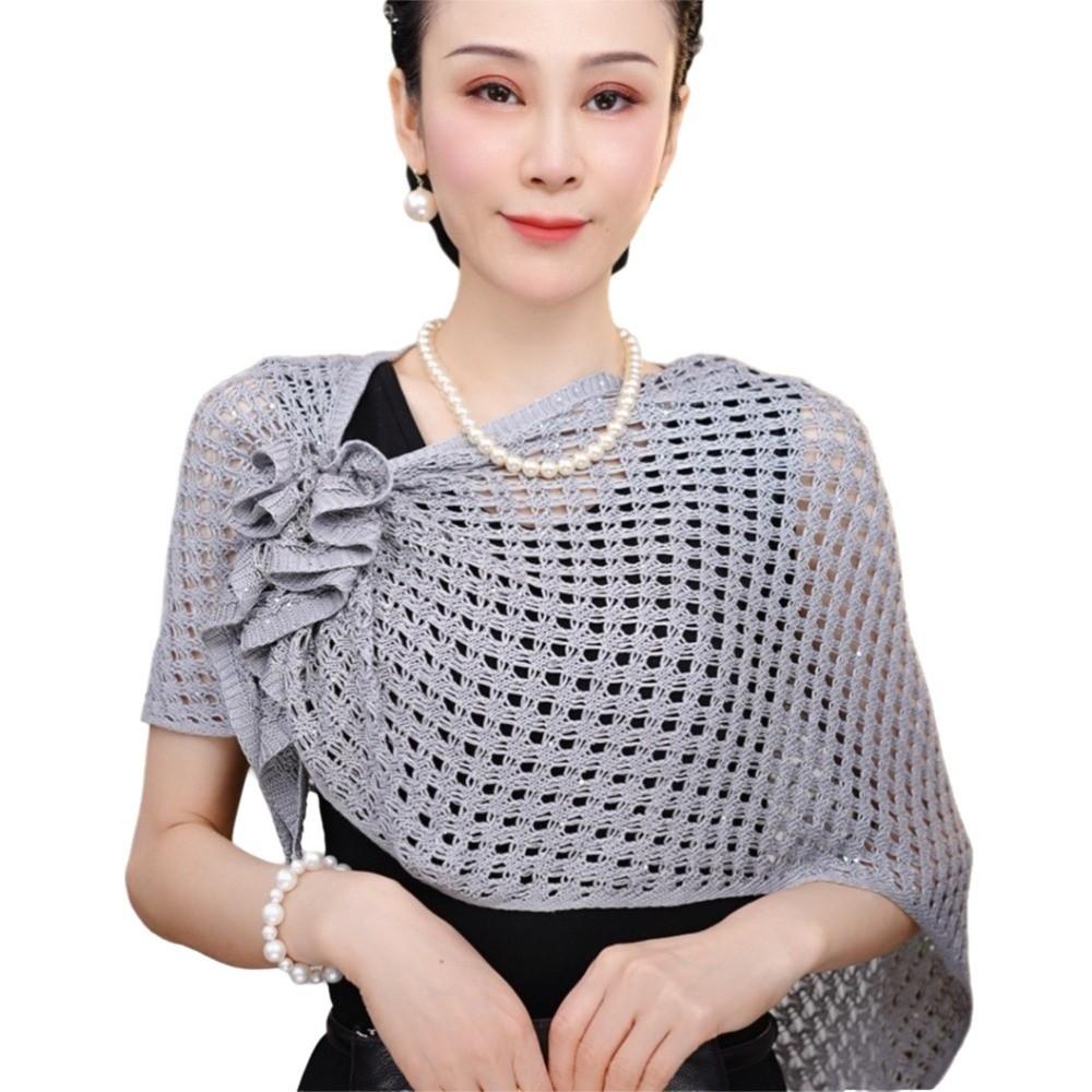Front Buckle Design Cutout Wrap Sparkly Design Ice Silk Wrap Triangle Shawl Travel