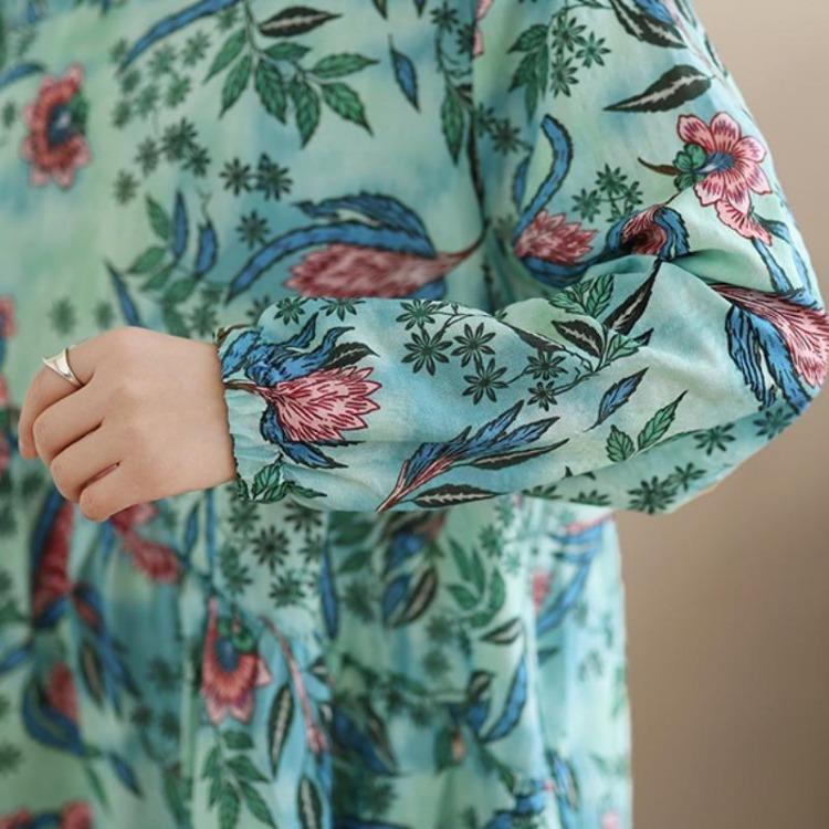 New Spring Summer Women Plus Size Vintage Floral Print Long Dress Loose Oversize Maxi Long Sleeve