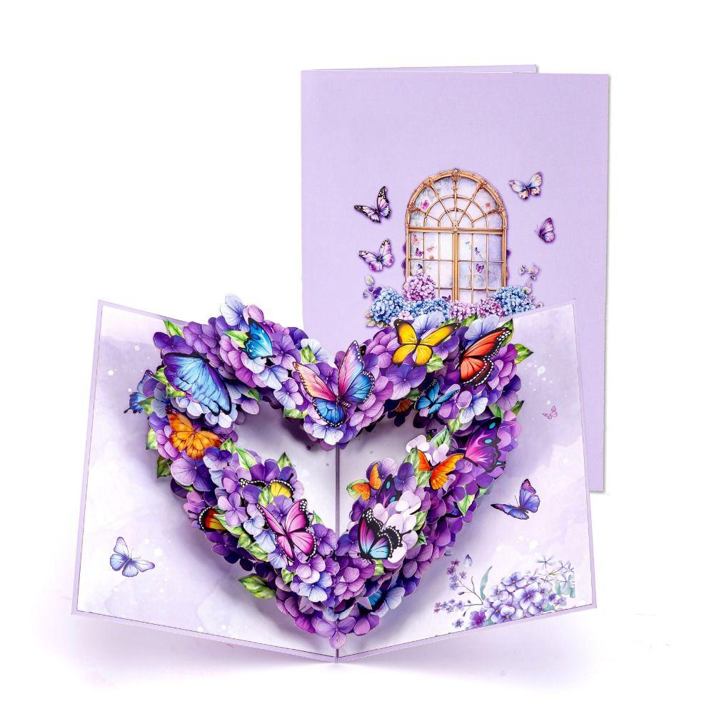 

with Envelope Greeting Cards 3D Purple Butterfly Blessing Card Birthday Cards Mom Daughter