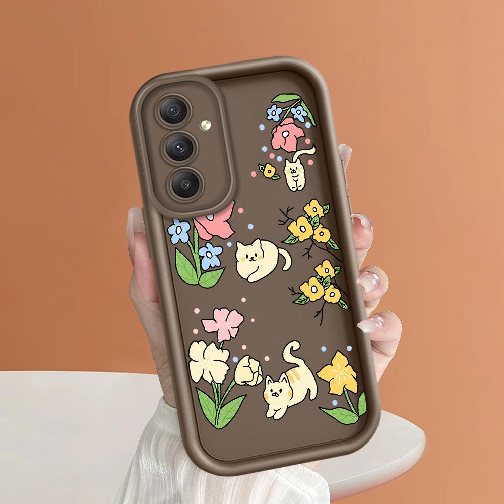 

Мягкий силиконовый квадратный чехол с рисунком лестницы для телефона, полное покрытие, противоударный защитный резиновый чехол для камеры для Samsung Samsung A05S коричневый