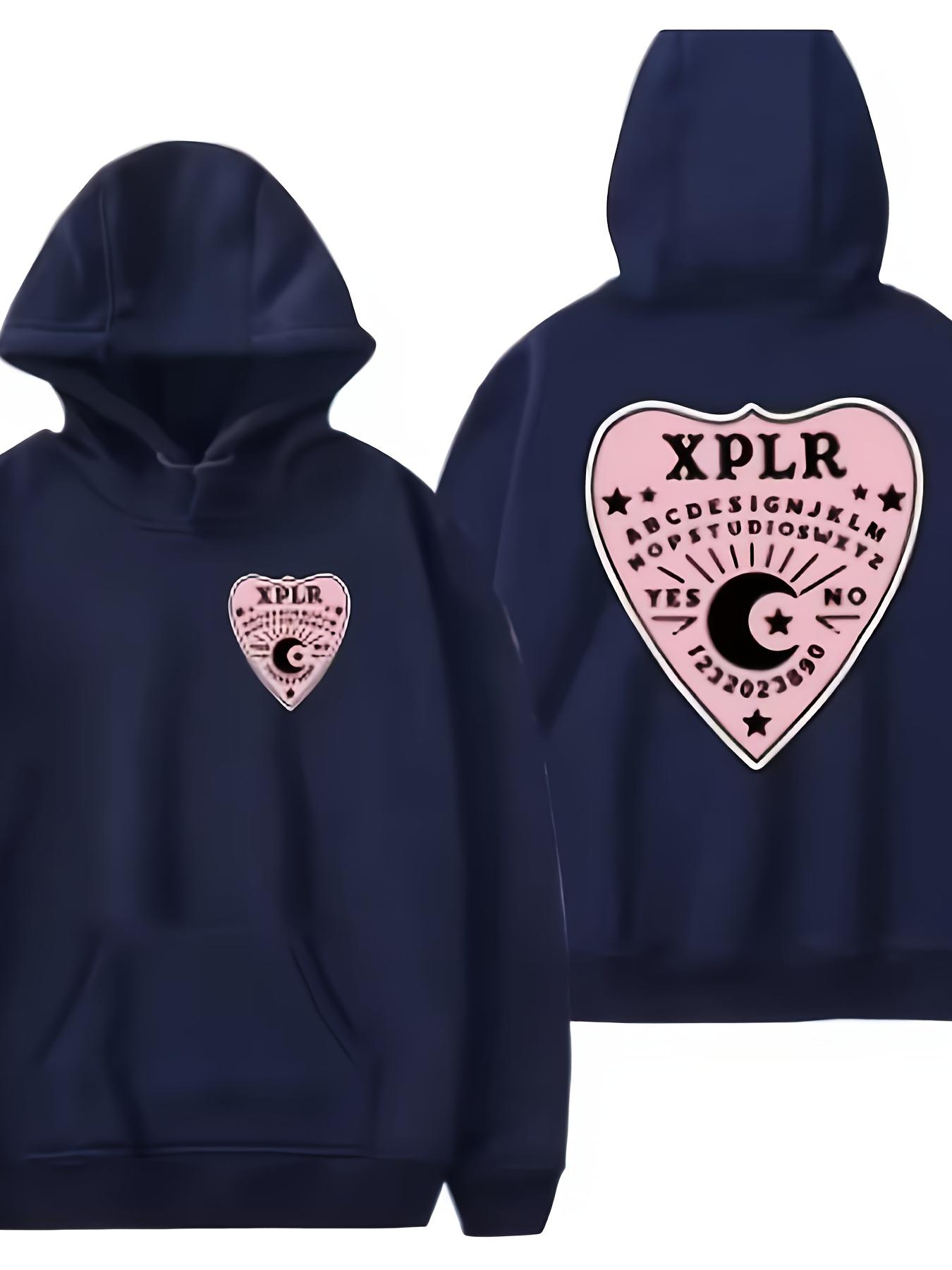 

Unisex Hooded Sweatshirt Heather Gray Geometric Heart Graphic with Stars Warm Winter Streetwear Regular Fit Machine Washable 3XL