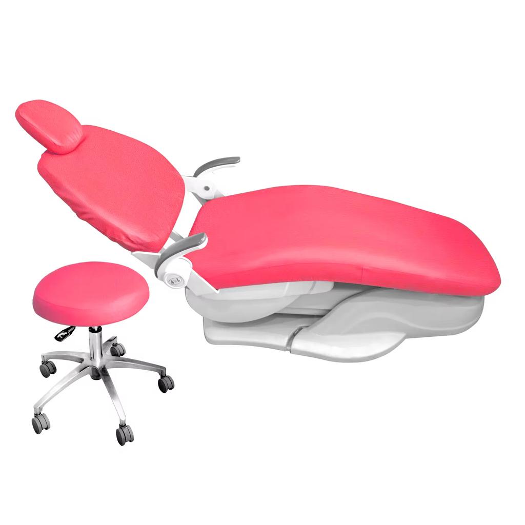 Ensemble de 4 Housses de Siège de Fauteuil Dentaire Housse de Protection Élastique Imperméable en Cuir PU pour Équipement de Laboratoire Dentaire