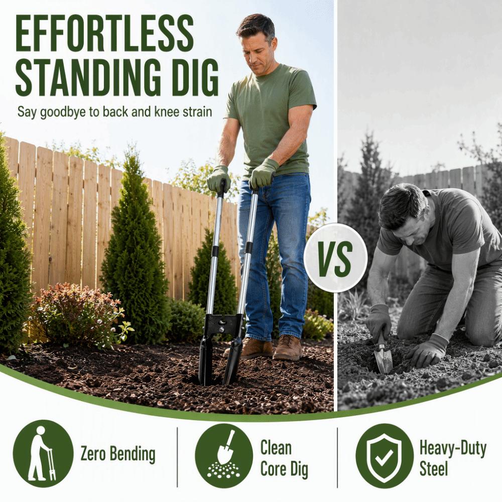Long Handle Grass Plugger Tool Ergonomic Plants Transplanter Removable Digging Tool Garden Use