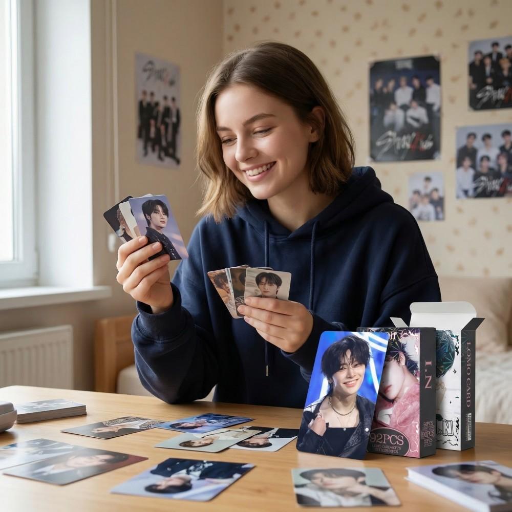 92PCS Hot Kpop Idol Stray Kids Collectible Cards Sticker High Definition Photo Postcards Card Fans Support Gifts L.N LOMO Kid Friendly Entertaining