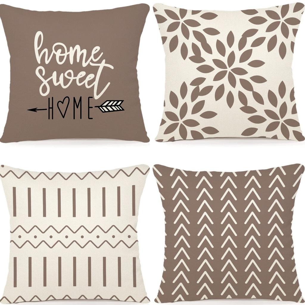 Moderne Sofakissenbezüge für Erkerfenster, Outdoor-Kissen-Set aus Leinenstoff