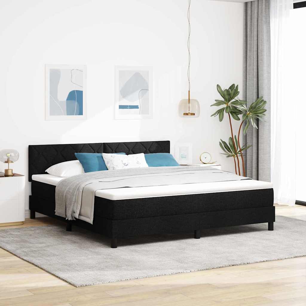 Box Spring Bed with Headboard Black 180 X 200 Cm Fabric