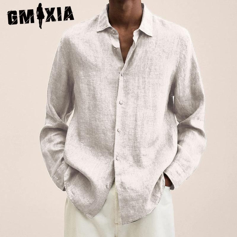 GMXIA Baumwolle Langarm T-Shirt Herrenmode Lockeres Shirt Bedrucktes Mitfühlendes Shirt