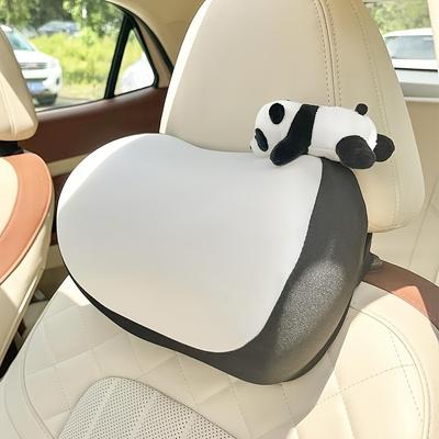 1pc Cute Panda Car Headrest Neck Pillow Cartoon Design Car Headrest Simple Cute Interior Accessories Creative Gift for Girls