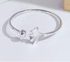 999 Sterling Silver Three Lives One Fate Open Bracelet, Ancient Style, Apricot Leaf Design, Artistic and Simple Women's Gift