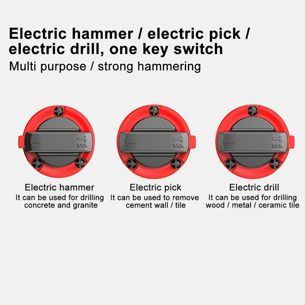 220V Multi-function Industrial Electric Drill Hammer Impact High Power Professional Rotary Hammer Puncher Demolition 4980W