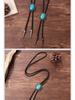 Trendy Tyrkysový Bolo Tie Přívěsek: Pánský svetr řetízek ve stylu západního kovboje