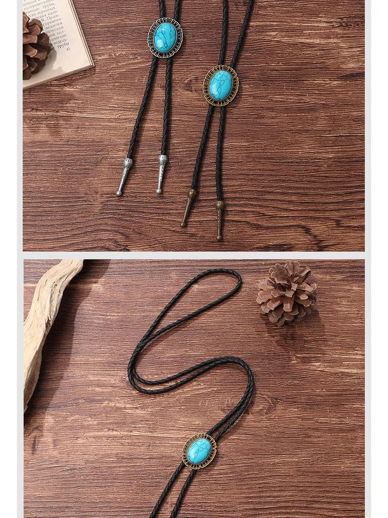 Trendy Tyrkysový Bolo Tie Přívěsek: Pánský svetr řetízek ve stylu západního kovboje