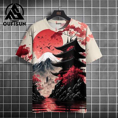 Japanisches Herren-T-Shirt mit Samurai-Muster-Aufdruck