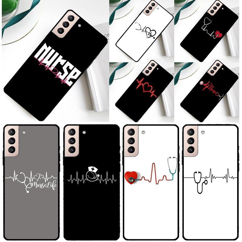 Nurse Heartbeat Phone Case For Samsung Galaxy S24 Ultra S25 Ultra S9 S10 S20 S21 S22 S23 Plus S24 FE Cover