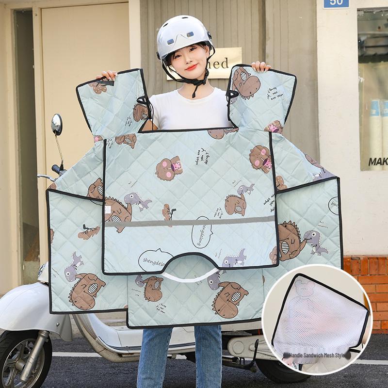 Windschutzscheibe für Elektrofahrrad: Sommer-Sonnenschutz, Sonnenschutzmittel, Winddicht, Doppelseitige wasserdichte Steppdecke für Frühling & Herbst.