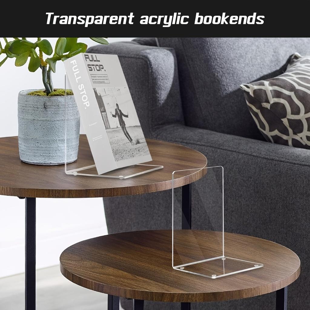 4/6/8pcs Clear Acrylic Display Stands - Modern Desktop Bookends for Home, Office & Retail Decor
