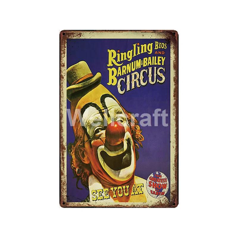 [ WellCraft ] Circus Lion Elephant Tiger Clown Horse Metal Sign Vintage Painting Decor  LT-1899 Room Decoration