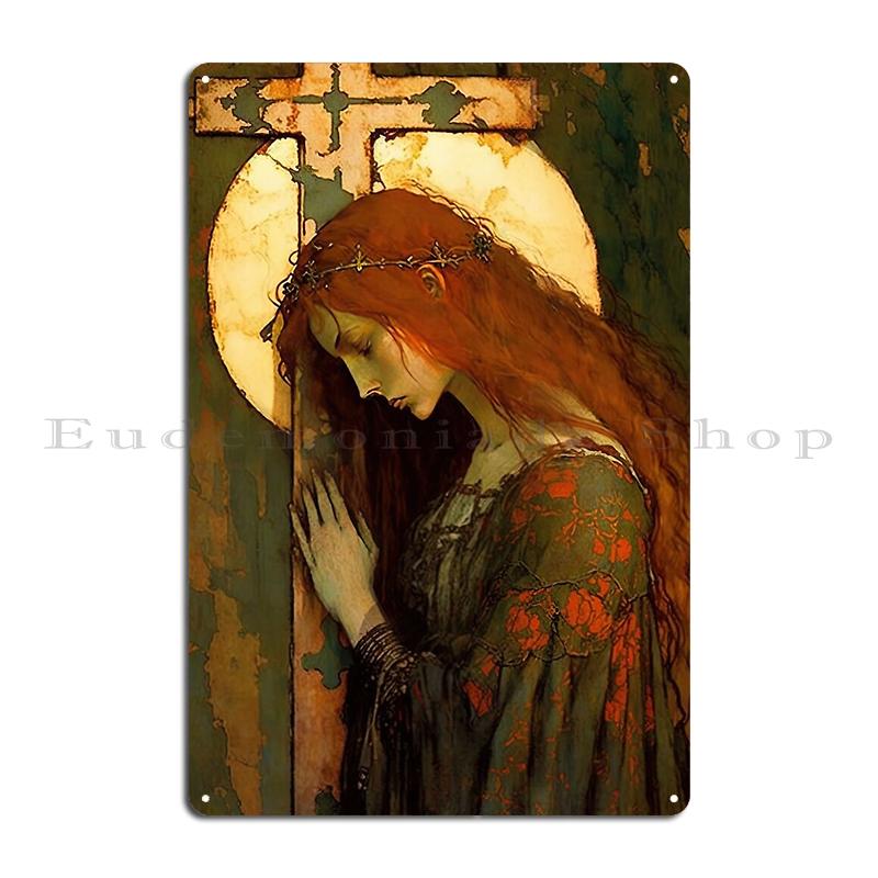 Priestess  Carlo Dolci Saint St Mary Magdalene Painting Christian Art Saint Juliana of Nicomedia Metal Design Tin Sign Poster