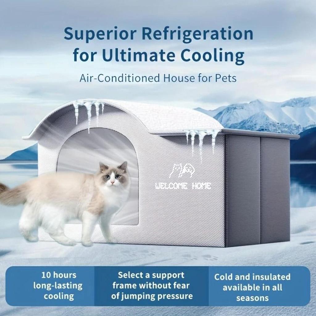 Air Conditioner Cat House Cooling House For Outdoor Cats Foldable Shelter Dog Bed Pet Supplies With Ice Packs For Indoor Outside