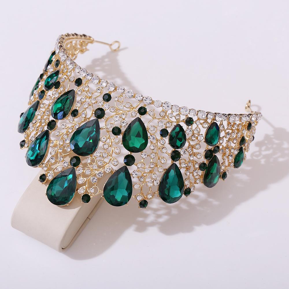 Baroque fashion large crown tiara bridal alloy rhinestone wedding accessories exaggerated AB crown