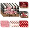 Valentine's Day Placemat Pink Truck Heart Pattern Table Mat Romantic Home Decor Love Theme Bowls Plates Heat Insulation Placemat