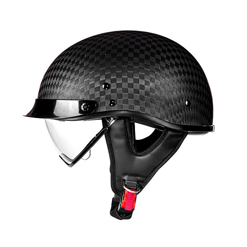 AD Carbon Fiber Retro 3C Certified Motorcycle Half Helmet for Men & Women