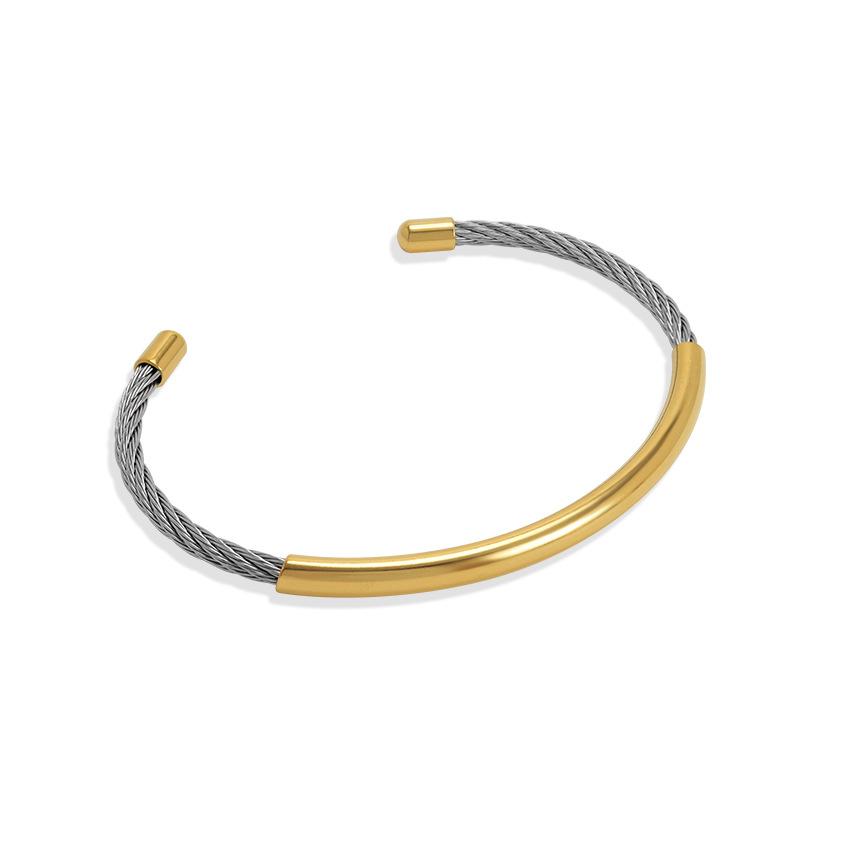 Twist Splicing Gold Glossy C-Shaped Bracelet Titanium Steel Open Bracelet