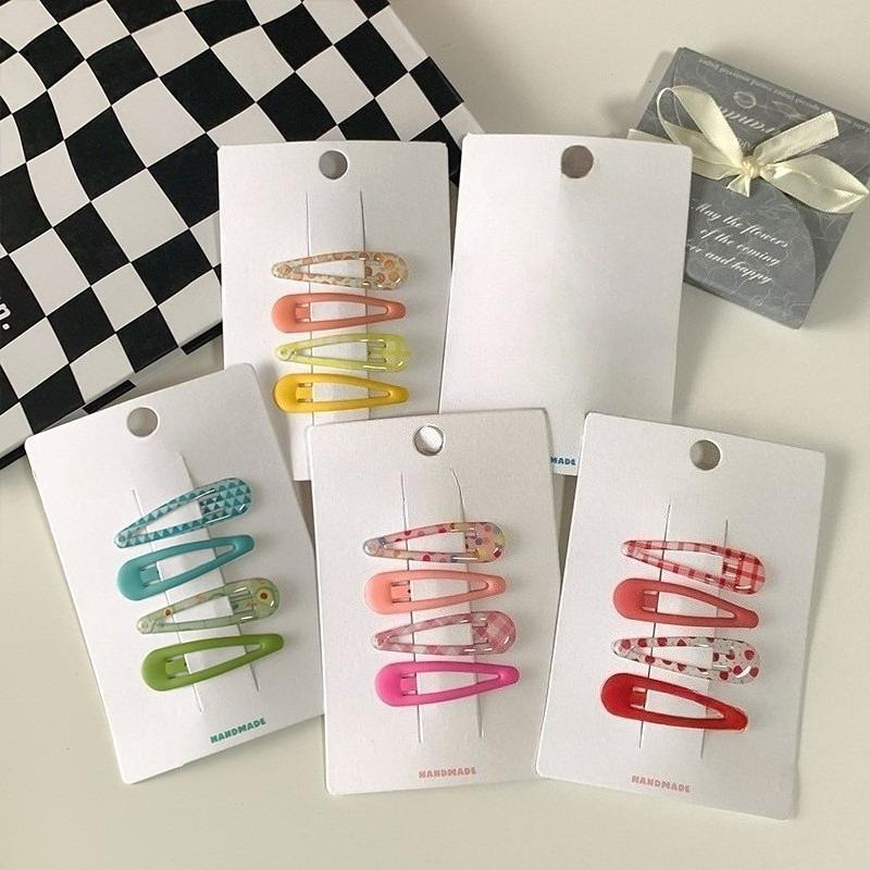 Plaid Print BB Hair Clip Girl Korean Style Simple Fashion Strawberry Floral Side Clip Hair Accessories