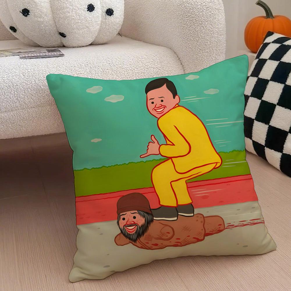 Minimal Witty French Art JJean Jullien Cushion Cover Throw Pillow Cover Hidden Button Durable Polyester Chair Cushion