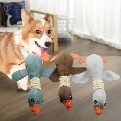 Indestructible Goose Dog Toy for Heavy Chewers Pet Stuffed Wild Goose Chew Toy with Squeaker Supports Healthy Chewing Instincts