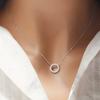 925 Sterling Silver Circle Pendant Necklace for Women Fashion Contracted Choker Necklace Exquisite Sparkling CZ Jewelry