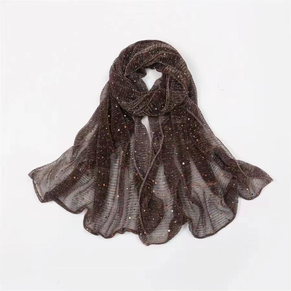 155×70cm Sequin Scarf Thin Transparent Hijab Luxury Headscarf  for Women