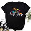 Nowa koszulka Harajuku Funny Music Note Art T Shirt Fashion Women T Shirt Music Tops Short Sleeves Black T-shirt Ladies Casual Tees Top