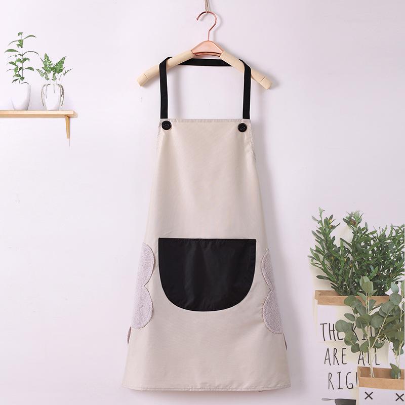 Korean Style Waterproof Unisex Kitchen Apron - Fashionable, Oil & Stain-Resistant with Hand Wiping Feature