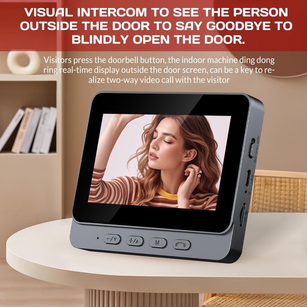 4.3'' Smart IPS Screen Video Intercom Night Vision 2-Way Audio Surveillance Camera Digital Camera with 2.4G Wireless Bell