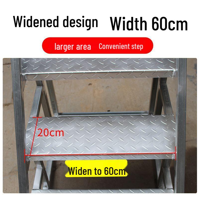Industrial Three-Step Ladder with Handrail for Household, Warehouse, and Outdoor Use