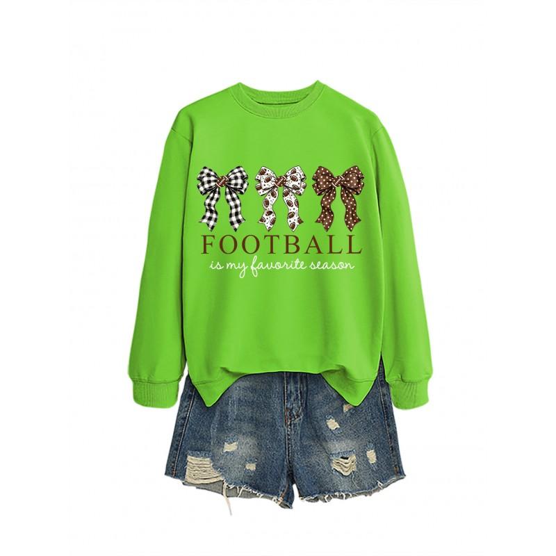 Womens Casual Loose Fit Crewneck Sweatshirt Football Print Everyday Wear