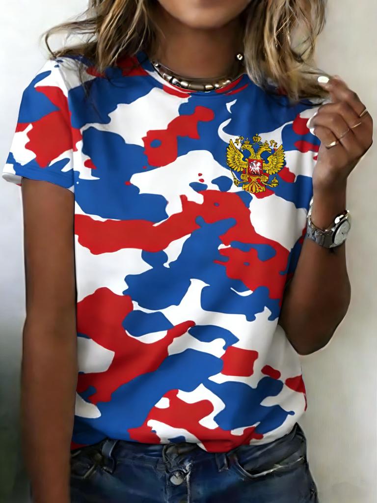 Russian T-Shirts CCCP Floral 3D Print Women's Short Sleeve Round Neck T Shirt Oversized Harajuku Tees Y2k Tops Female Clothing
