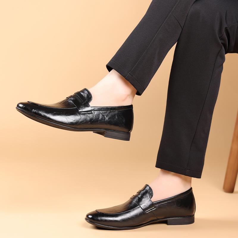 Genuine Leather Men's Casual Shoes Business Formal Men Black Loafers Moccasins Breathable Slip On Male Boat Shoes Comfy Flats