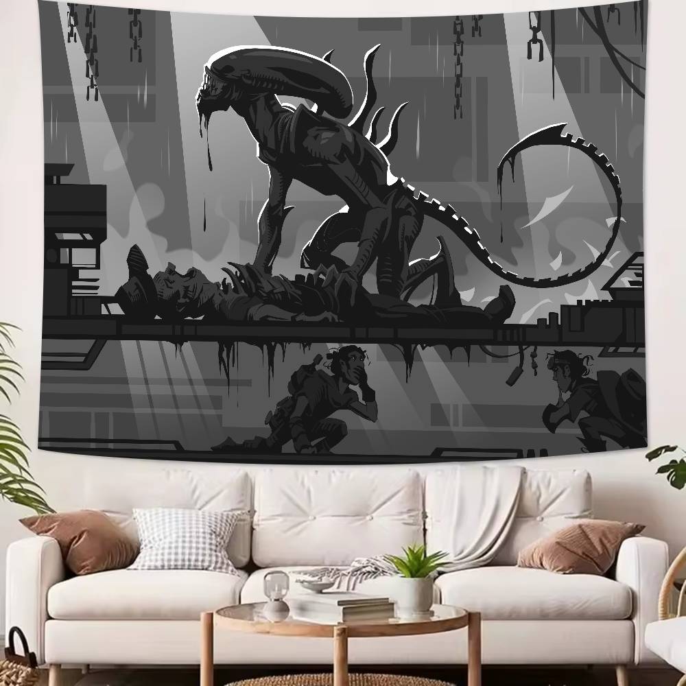 Science Fiction Horror Movie Alien Tapestry Decoration Bedroom Dormitory Background Cloth Holiday Home Living Room Club Tapestry