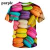 Summer New Food Pattern Men's Printed T-shirt Street Fashion Harajuku Round Neck Large Comfortable Short Sleeved TopSummer New F